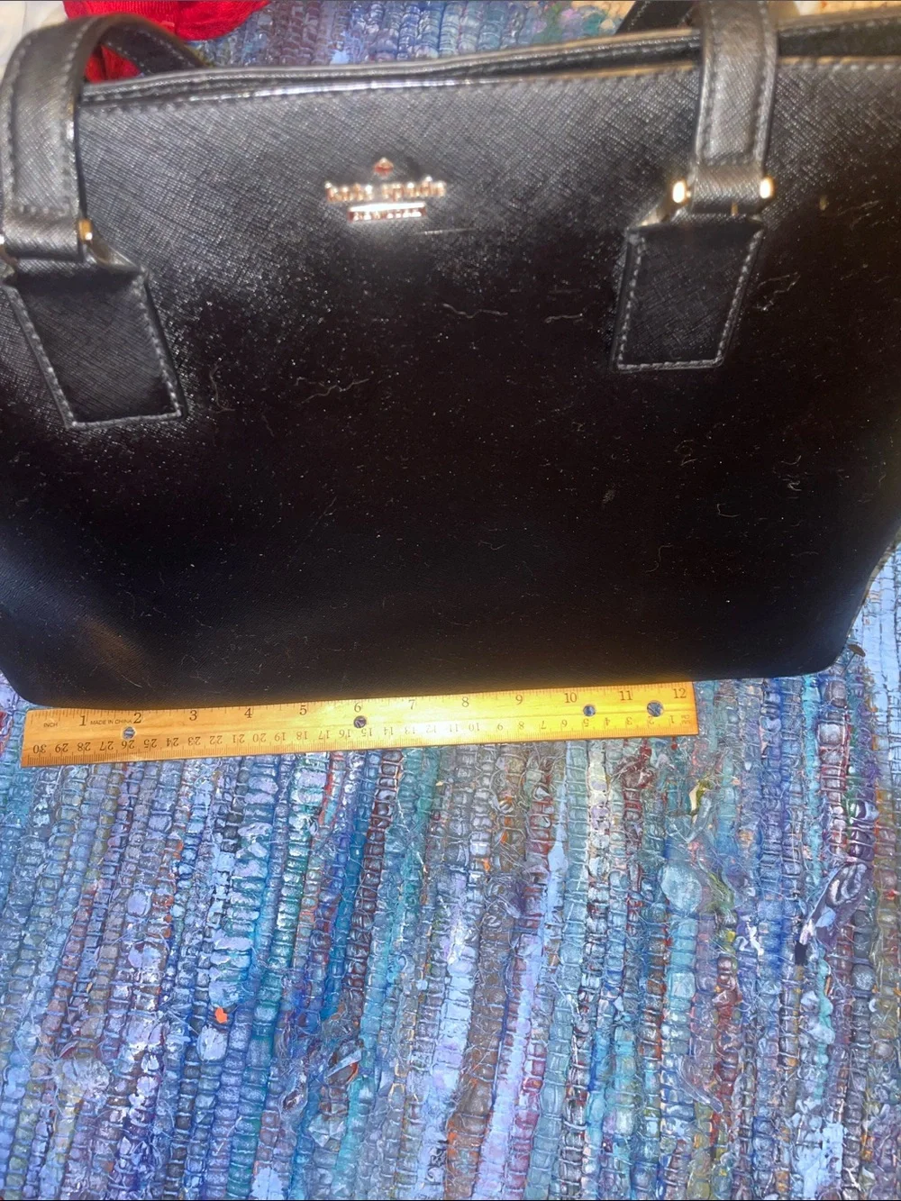 kate spade Black Saffiano Satchel with Gold Logo